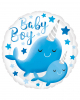 Baby Boy Narwal Foil Balloon Blue 