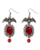 Bat Costume Earrings With Red Gemstone 