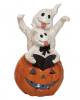 Ghosts With Book On Light Up Pumpkin 22cm 