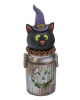 Halloween Katze in leuchtender Milchkanne 18cm 