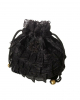 Velvet Pouch Black with Lace 