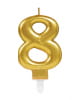 Number Candle 8 Metallic Gold 