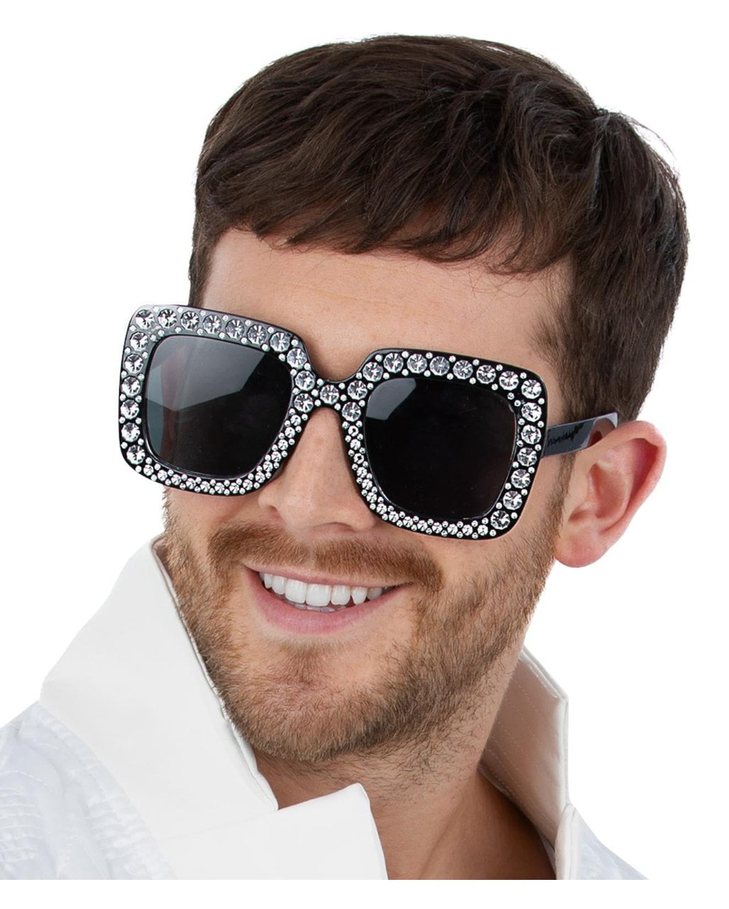 Bling Bling Disco Brille – Schwarze Kostümbrille mit funkelnden Strasssteinen –