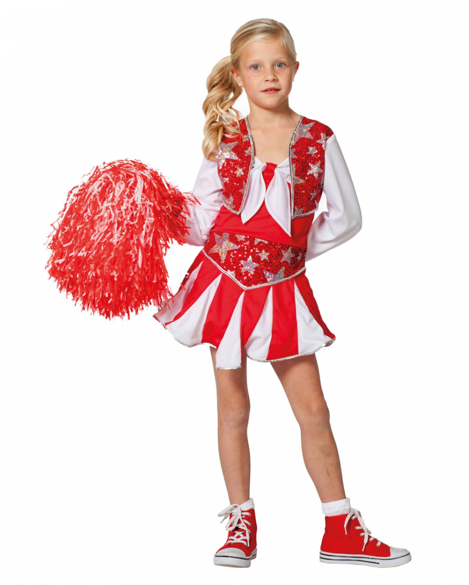 Rotes Cheerleader Kinder Kostüm für Karneval & Garde Tanzgruppen - Bild 4 von 6