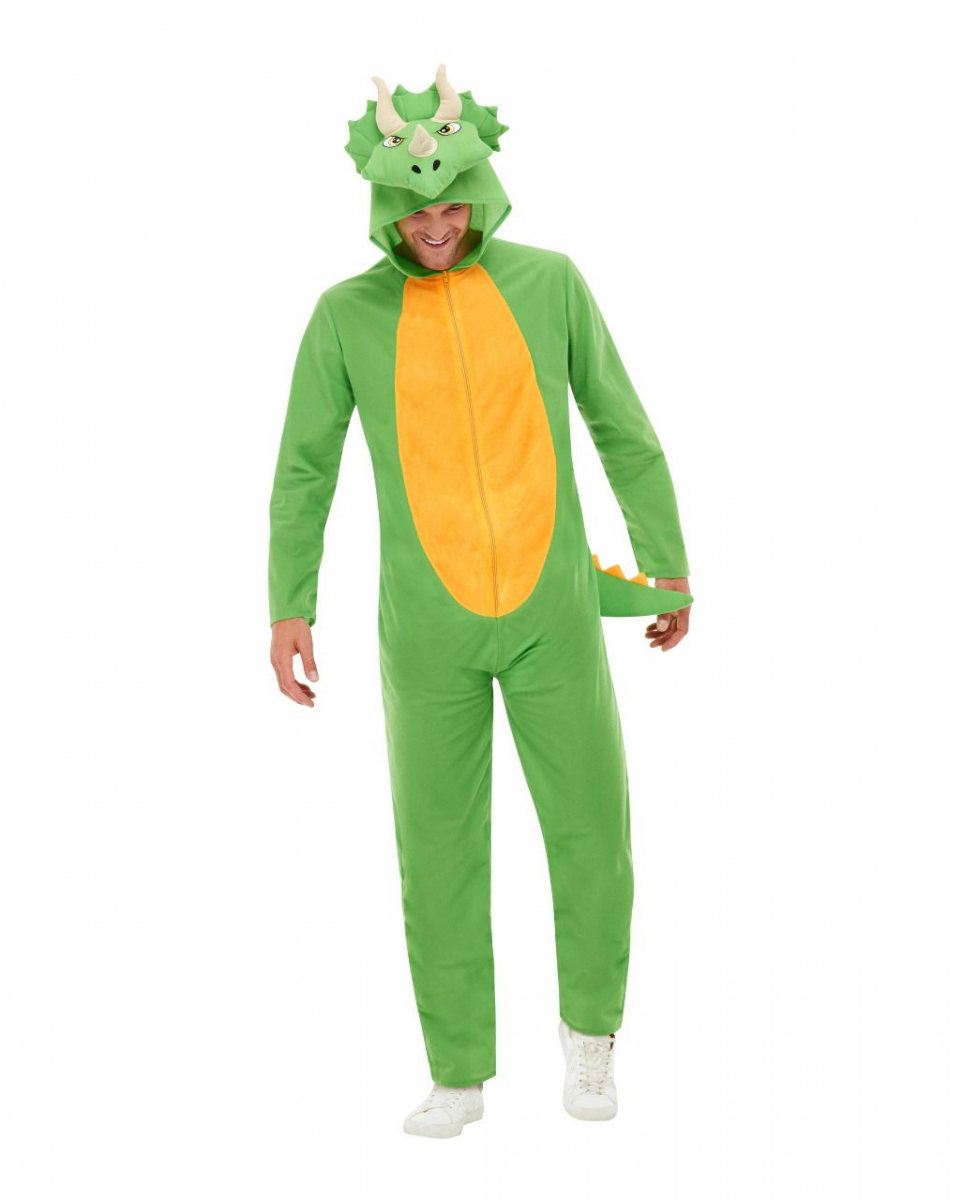 Lustiges Dinosaurier Onsie Kostüm für Erwachsene zu Halloween und Karneval