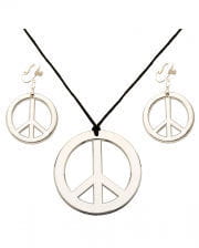 Hippie Peace Necklace & Earrings 