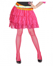 80ies Mini Rock aus Spitze - Neon Pink