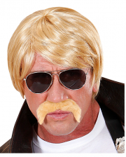 Agenten Wig Blond with Moustache and Glasses 