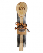 "Boo" Wooden Spoon & Tea Towel Set 