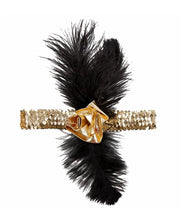 Charleston Stirnband Für Erwachsene – Silber-schwarzes Feder-Haarband Im Vintage-Stil