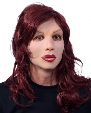 Latex Mask With Long Hair Wig 