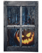 Fake Fenster mit Creepy Halloween Kürbis 120cm 
