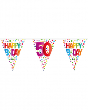 Colorful Happy B-Day 50 Pennant Garland 10m 