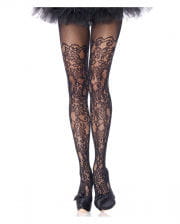 Mesh tights with floral lace 