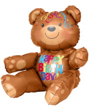 Foil Balloon Sitting Happy Birthday Bear 