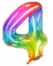 Foil Balloon Number 4 Rainbow 
