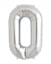 Foil Balloon Number 0 Silver 
