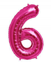 Folienballon Zahl 6 Pink 