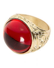 Golden Vampire Ring With Ruby Red Stone 