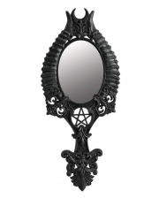Gothic Hand Mirror With Baphomet Horns 