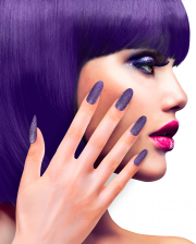 Gothic Purple Glitter Fingernails 12 Pcs. 