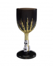 Gothic Weinglas mit Skeletthand schwarz 