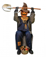 Grinning Pumpkin Scarecrow Halloween Animatronic