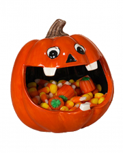 Grinning Halloween Pumpkin Candy Bowl 