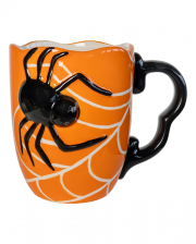Große Halloween Tasse mit Spinne & Spinnennetz 500ml 
