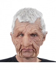 Grandfather Full Head Mask With Grey Hair 