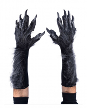 Graue Werwolf Handschuhe mit Kunstfell Deluxe 