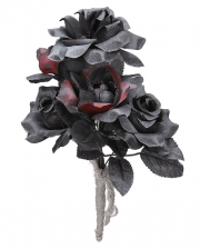 Halloween Bridal Bouquet With Black & Red Roses 