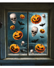 Halloween Kürbis & Totenschädel Fenster Aufkleber 