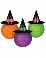 Halloween Lampions mit Hexenhut 3 St.