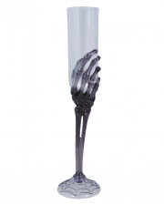 Halloween Sektglas mit Schwarzer Skeletthand 25cm 