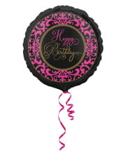 Happy Birthday Folienballon schwarz-pink 43cm 