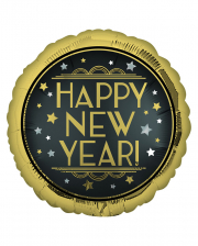 Happy New Year Satin Black Folienballon
