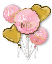 Hello World Folienballon Bouquet Pink 