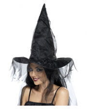 Witch`s Hat with tulle veil Black 