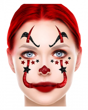 Horror-Clown Glitter Gesichts-Aufkleber 