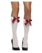 White knee socks with bow 