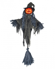 LED Pumpkin Scarecrow On Witches Broom