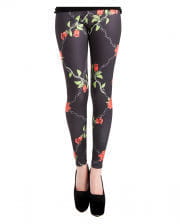 Leggings With Roses And Barbed Wire 