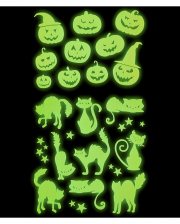 Leuchtende Halloween Sticker "Kürbisse & Katzen" 
