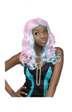 Curly wig pink-blue 