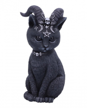 Okkulte Katzenfigur mit Ziegenhörner 