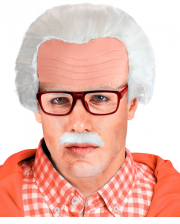 Opa Perücke mit Glatze - Schnurrbart & Brille 