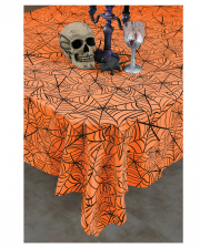Orange Cobwebs Halloween Table Cloth 