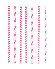 24 Papier Strohhalme Pink 