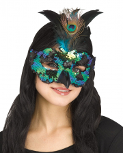 Peacock Mask With Feathers And Sequins 